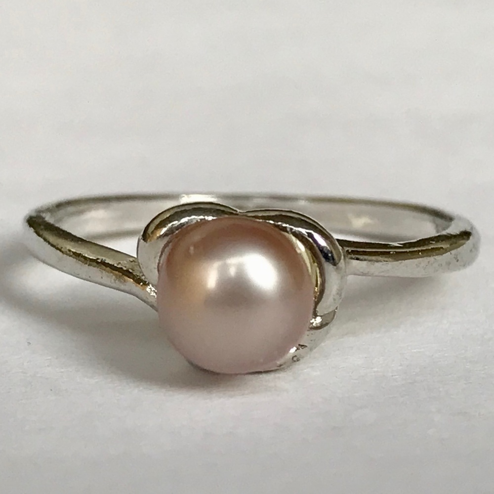 Silver Freshwater Pearl Ring Size 5 6 7 8 Cream